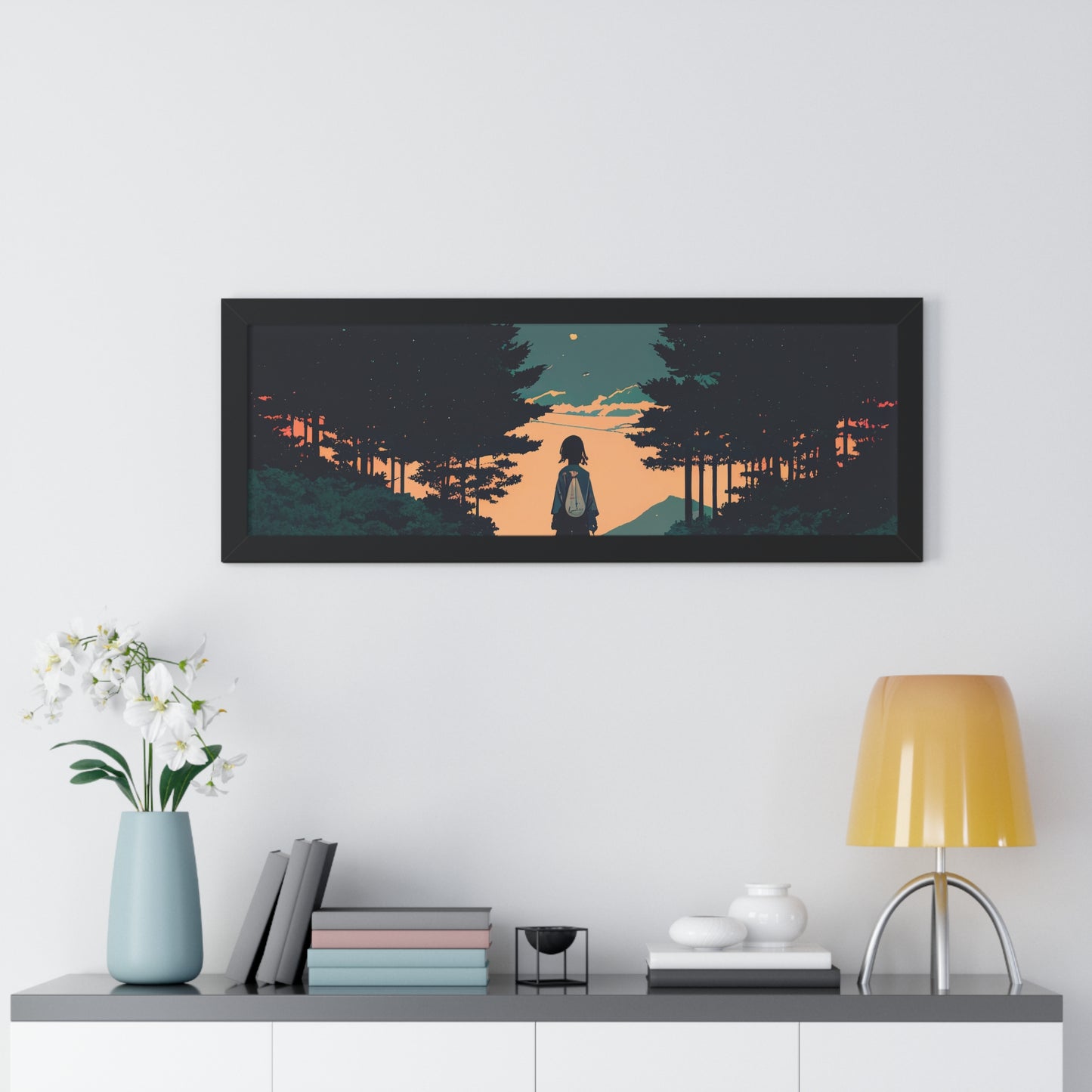 Anime Girl Street walk Framed Horizontal Poster