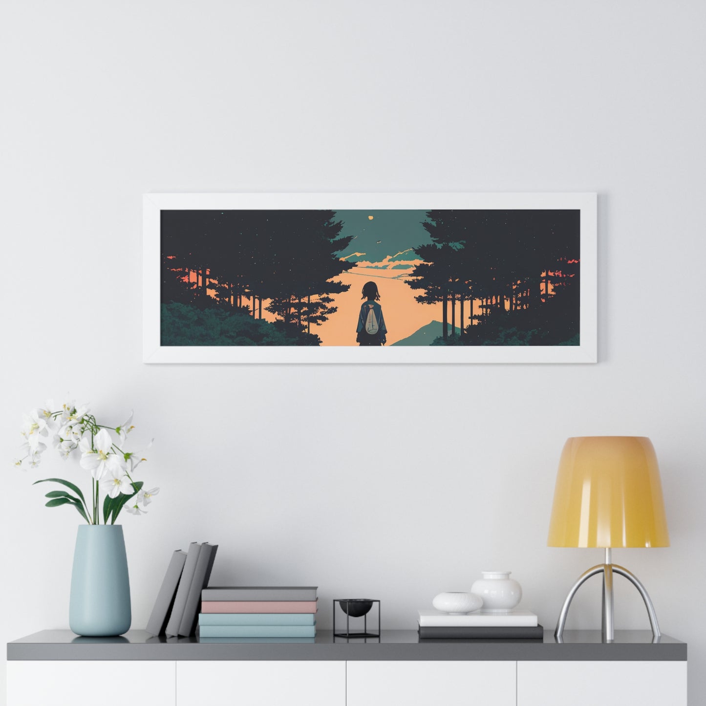 Anime Girl Street walk Framed Horizontal Poster