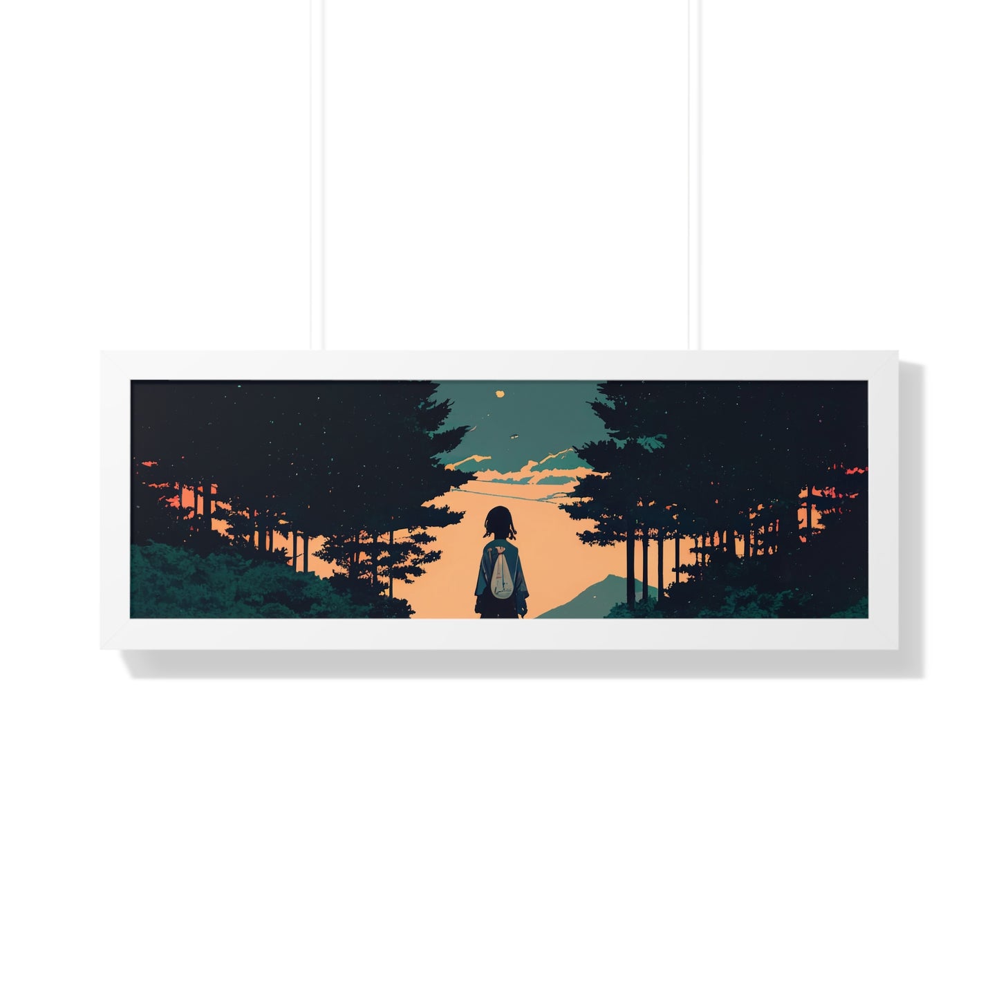 Anime Girl Street walk Framed Horizontal Poster