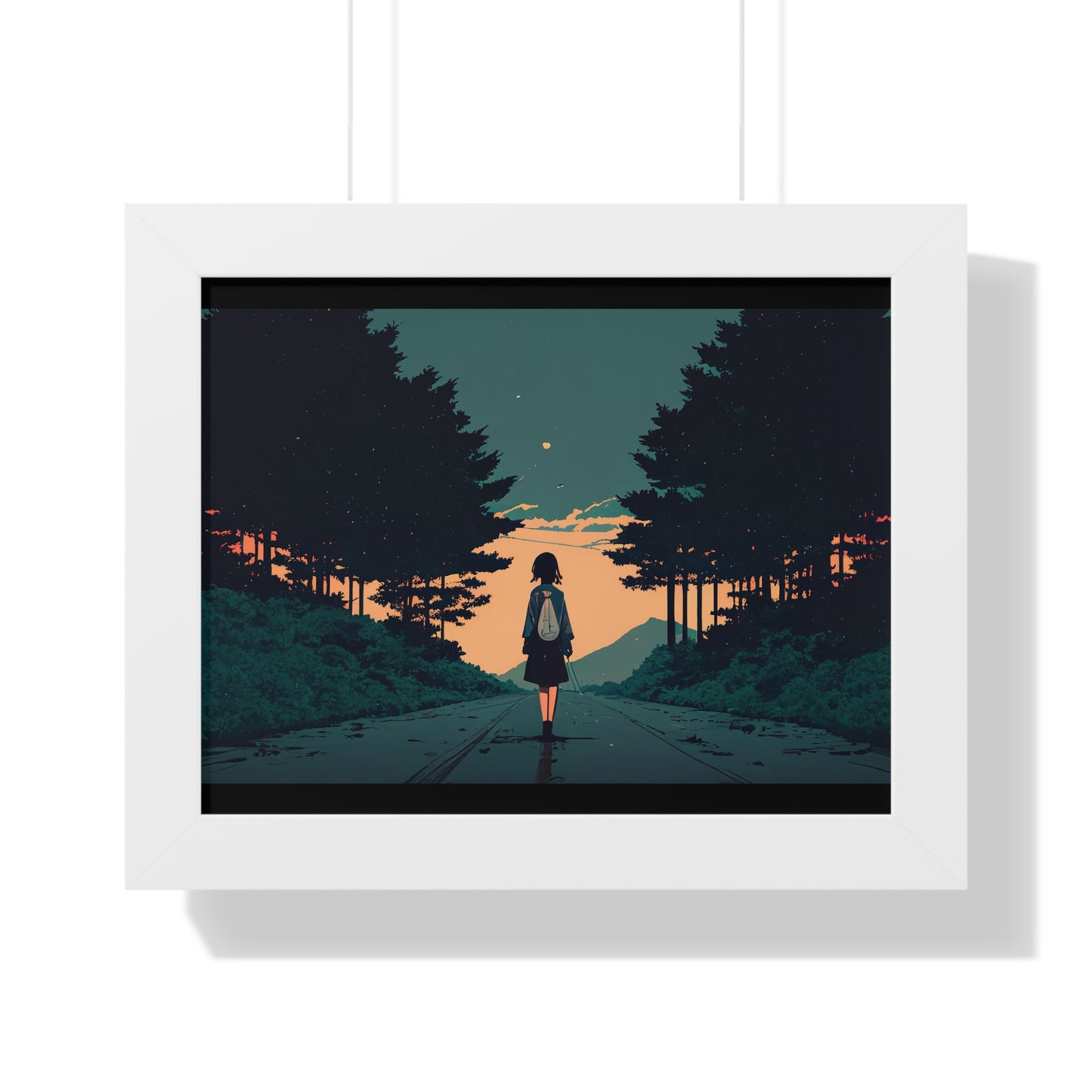 Anime Girl Street walk Framed Horizontal Poster