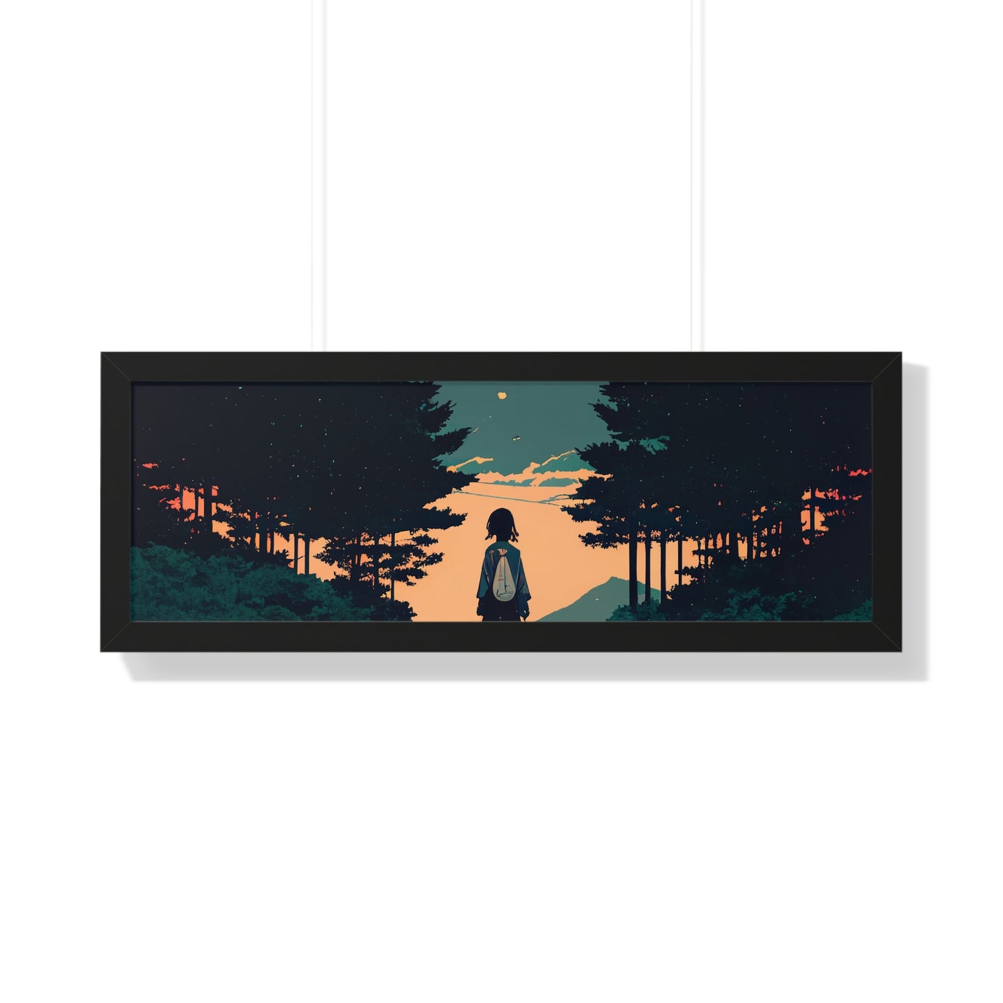 Anime Girl Street walk Framed Horizontal Poster